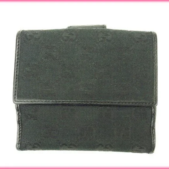 Gucci Wallet Purse Folding wallet G logos Black Woman Authentic Used K202 - Picture 2 of 6